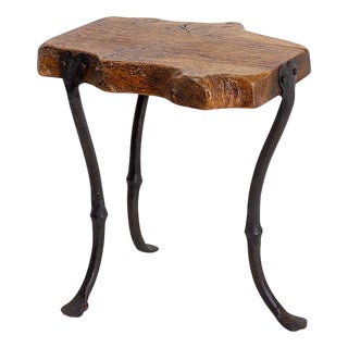 Tripod Side Table in Wood and Wrought Iron, 1960s For Sale