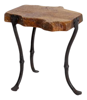 Tripod Side Table in Wood and Wrought Iron, 1960s