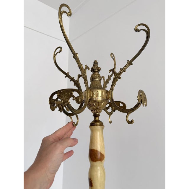 Italian Onyx Marble and Brass Coat Stand, 1960s For Sale - Image 6 of 18