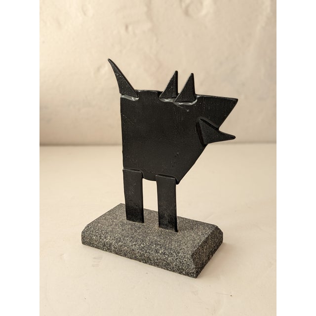 Wood Mid 20th Century Memphis Style Fused Glass Cubist Dog For Sale - Image 7 of 12