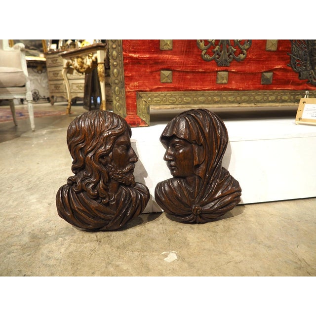 Set of 17th/18th Century French Carved Oak Renaissance Style Profile Busts For Sale - Image 4 of 18
