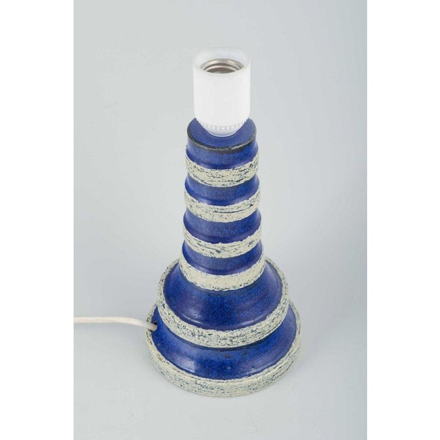 Britt-Louise Sundell, Gustavsberg, Sweden. Ceramic table lamp, 1960s/70s. Conical stoneware lamp base with blue glaze and...