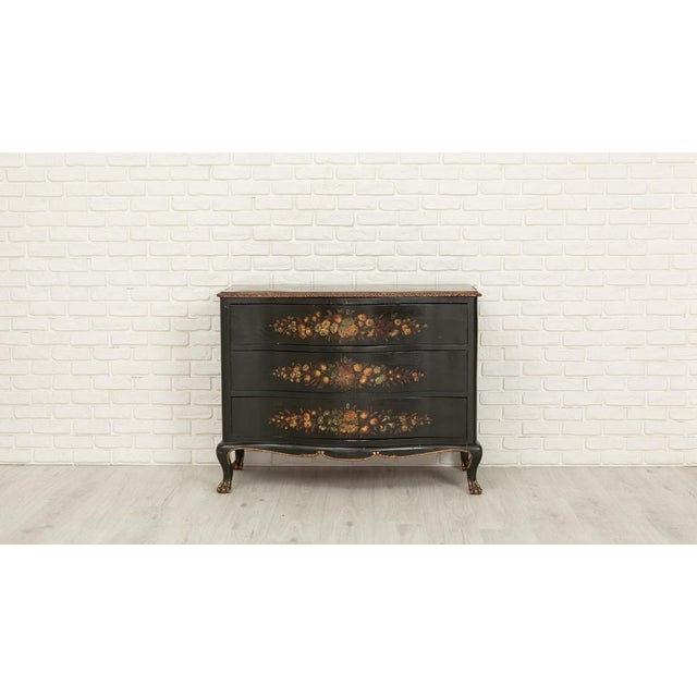 Wood Louis XV Style Chest of Drawers in Dark Green Painted Wood, 1970s For Sale - Image 7 of 7