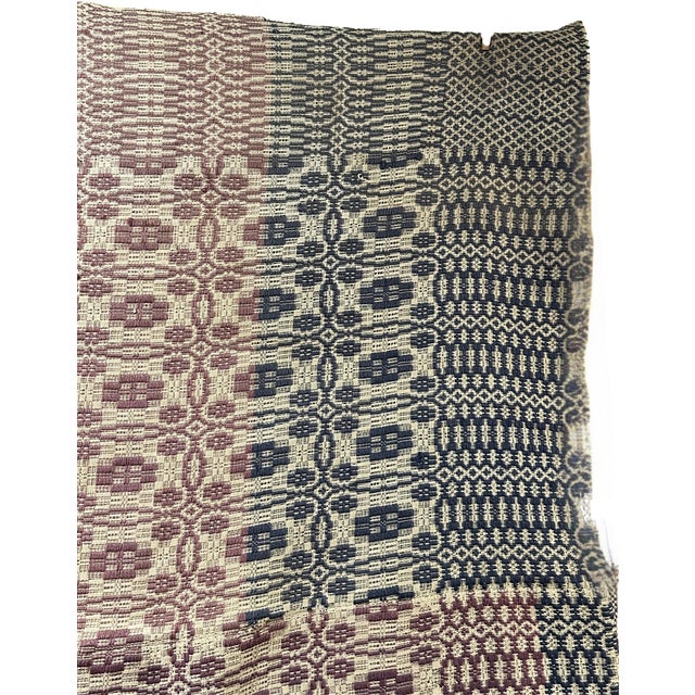 1920s Unusual Blue & Purple Coverlet For Sale - Image 4 of 7