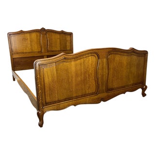 Vintage Louis XV French Oak Double Bed For Sale