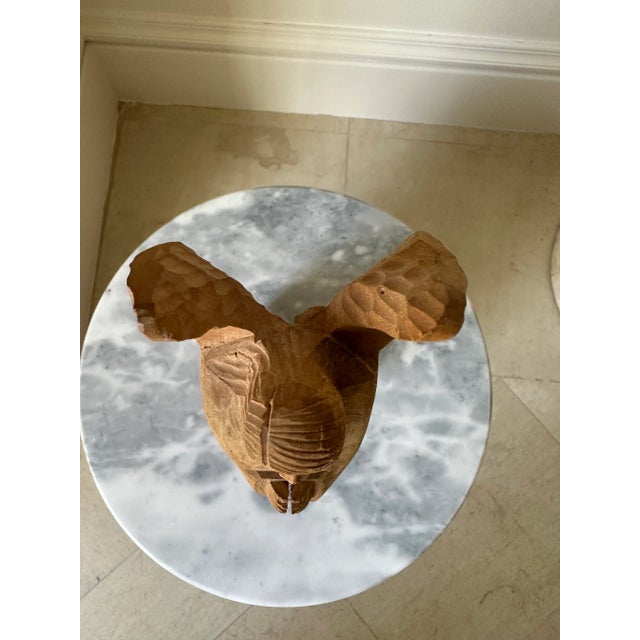 Vintage Handcarved Cubist Folk Art Wooden Angel Sculpture For Sale - Image 9 of 13