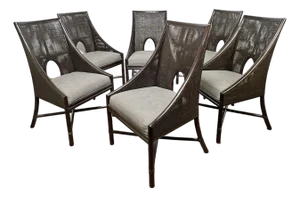 Barbara Barry for McGuire Rattan and Cane Dining Chairs - Set/6
