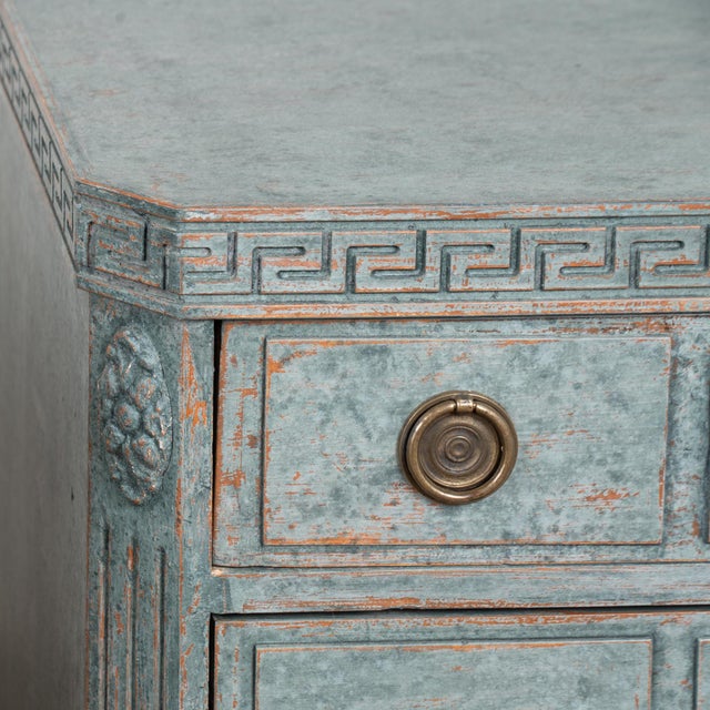Blue Mid-19th Century Swedish Gustavian Pair of Blue Painted Chests of Drawers For Sale - Image 8 of 15