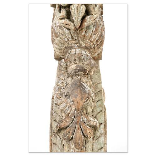 Cream Indian Wooden Architectural Element on Base For Sale - Image 8 of 9
