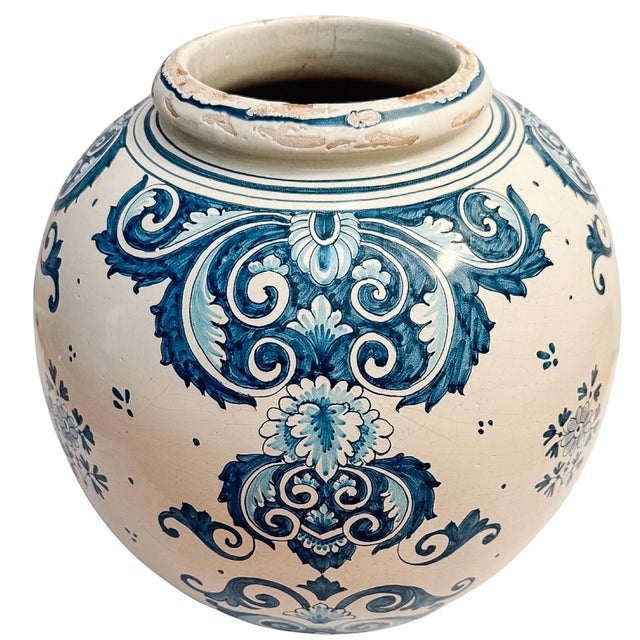 Mid 20th Century Grand-Scale Italian Renaissance Revival Majolica Hand-Painted Terracotta Ginger Jars For Sale - Image 10 of 14