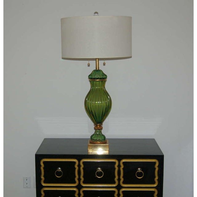 Archimede Seguso Marbro Murano Glass Lamps Green For Sale - Image 4 of 10