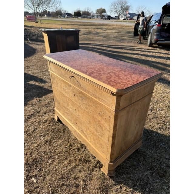 19th Century Louis Philippe Burlwood Bleached Marble Top Chest of Drawer / Commodes For Sale - Image 16 of 18