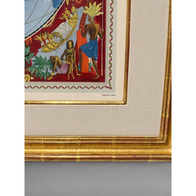 Red Lucien Boucher Air France Double-Hemisphere Planisphere Lithograph, France For Sale - Image 8 of 13