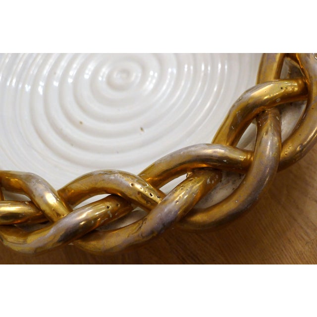 Large Bowl with Wide Braided Rim in Ceramic by Emile Tessier, 1950 For Sale - Image 10 of 12