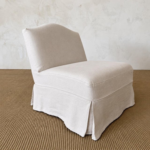 French Provincial Slip Covered in Linen Chair- Kosa For Sale - Image 3 of 7