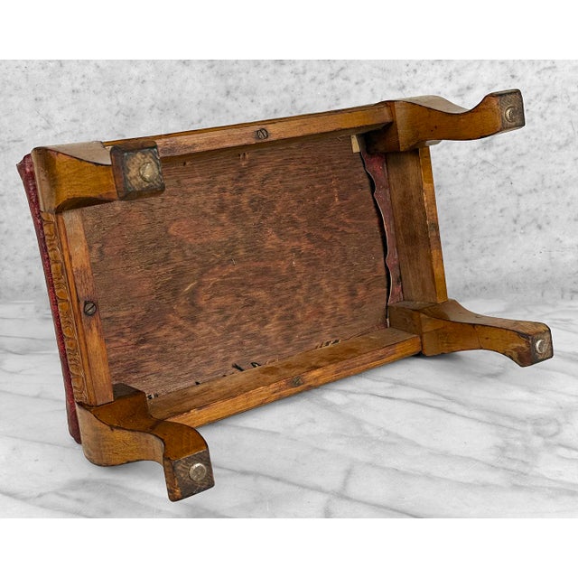 Antique Edwardian Maple Carved Footstool Ottoman For Sale - Image 11 of 11