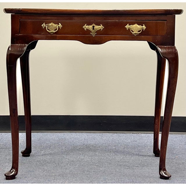 Very fine late 18th century English mahogany tea or side table with drawer. Features a beautifully sculpted dish top,...
