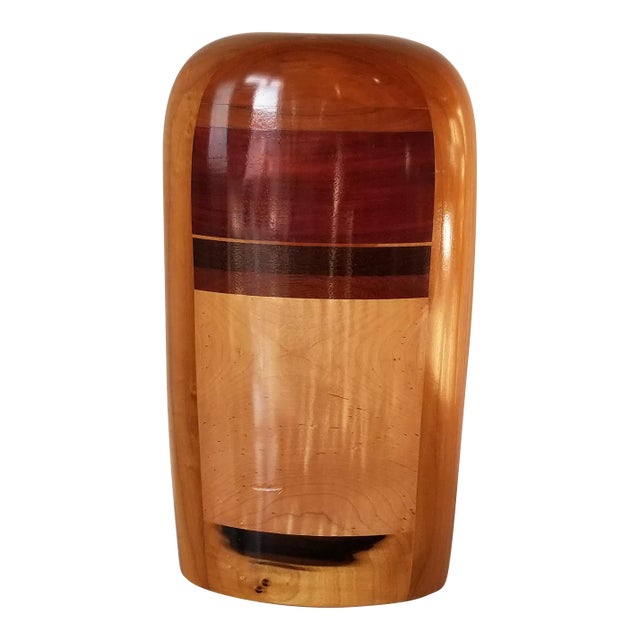 Paul La Montagne Modernist Art Wood Vase For Sale