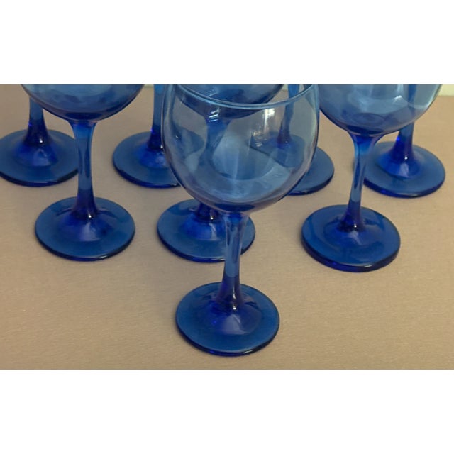 Libbey Glass Co. Cobalt Blue Libbey Goblets - Set of 8 For Sale - Image 4 of 7
