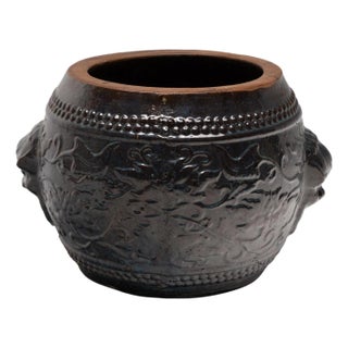 Chinese Ornate Garden Drum Planter, C. 1900 For Sale