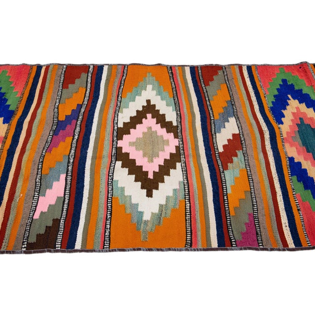 1960s 1960s Vintage Turkish Kilim Multicolor Handmade Tribal Wool Rug For Sale - Image 5 of 8
