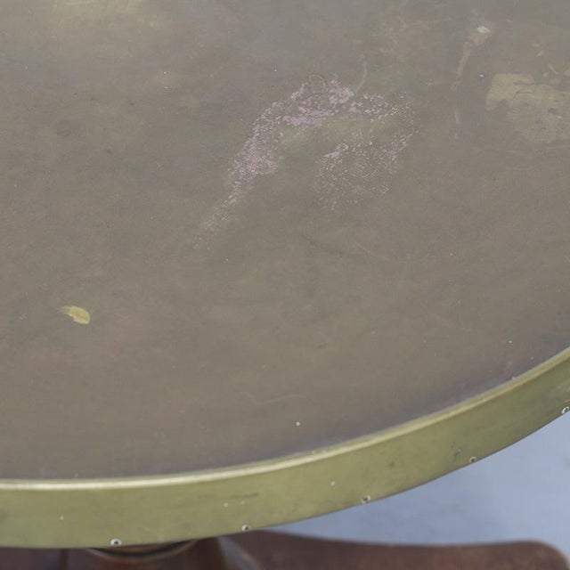 Wood Antique Side Table in Mahogany with Brass Top For Sale - Image 7 of 9