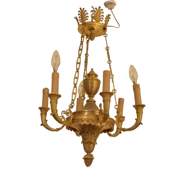 French Empire Gilt Bronze Chandelier For Sale