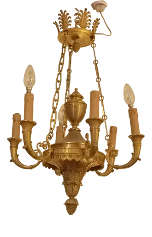 French Empire Gilt Bronze Chandelier