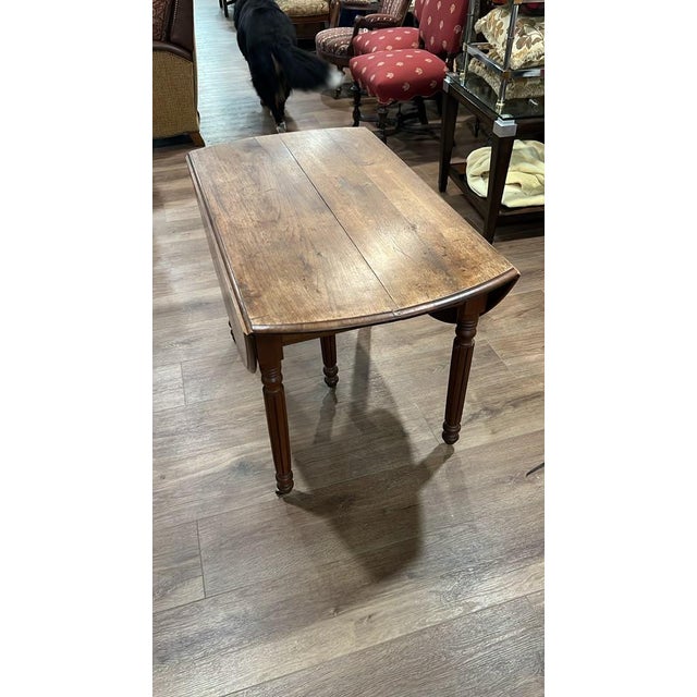 Vintage Oak Drop-Leaf Dining Table For Sale In Philadelphia - Image 6 of 7