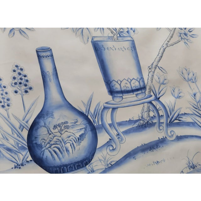 36" * H100"/Panel * 4ps, 21st Century Porcelain Blue and White Chinoiserie Scenic Wallpaper Murals For Sale - Image 9 of 9