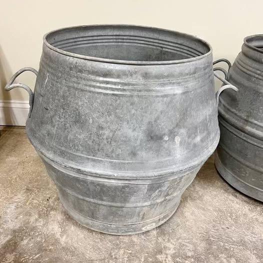 Pair Antique Belgian Beer Dolly Tub Planters Storage For Sale - Image 4 of 5