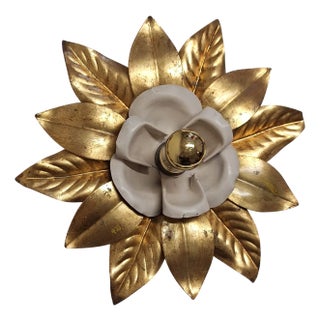 Flat Vintage Florentine Flower Lamp, 1970s For Sale