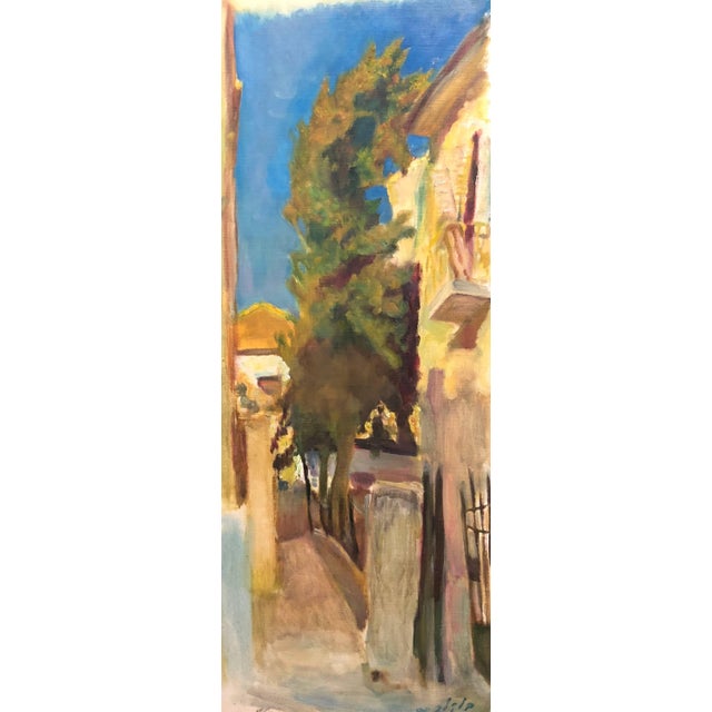 Judaic Jerusalem scene oil on canvas, signed l.r. with artist's Hebrew name, Dated Painting measures framed 45 x 21....