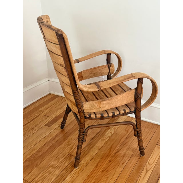 Wood Midcentury Folk Art Southwestern Chair With Leather and Bentwood, Circa 1960s For Sale - Image 7 of 15
