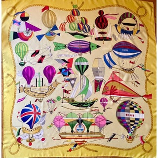 HERMÈS FOLIES du CIEL 1990 Silk Scarf designed by Dubigeon Loïc For Sale