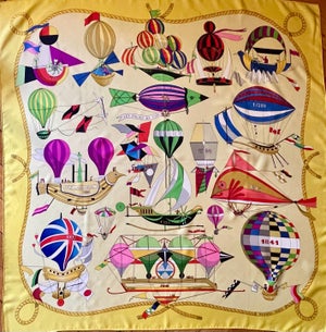 HERMÈS FOLIES du CIEL 1990 Silk Scarf designed by Dubigeon Loïc