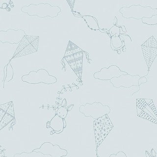 Sample - Borastapeter Up & Away Wallpaper in Sky and Silver For Sale