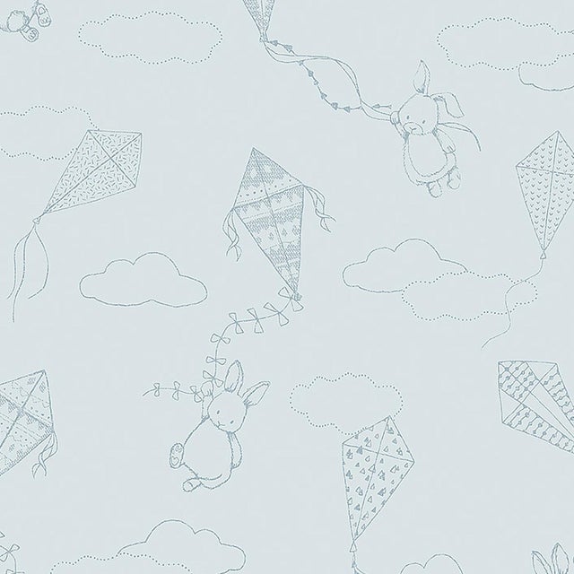 Sample - Borastapeter Up & Away Wallpaper in Sky and Silver For Sale