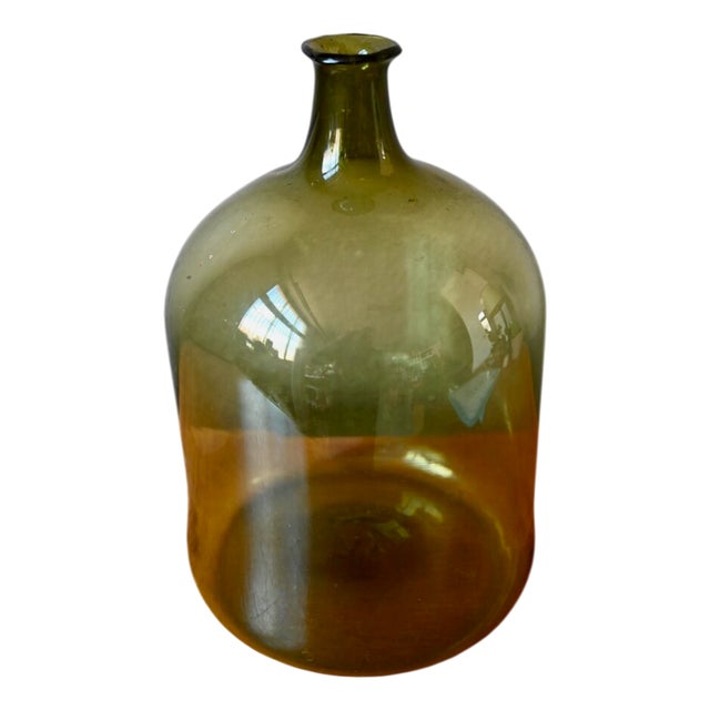 Large Green Blown Glass Carboy with Flared Neck, France, 19th Century For Sale