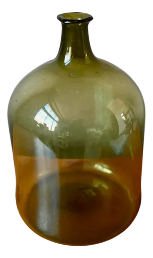 Large Green Blown Glass Carboy with Flared Neck, France, 19th Century