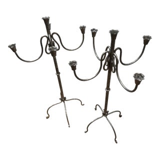 Vintage Iron Chandeliers, Pair For Sale