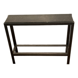 One of a Kind Drinks Side Table With Etched Marble Top & Iron For Sale