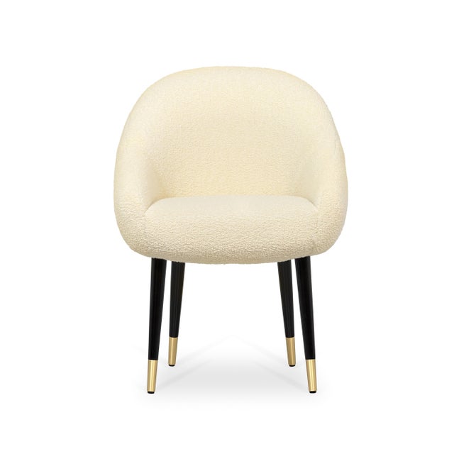 Niemeyer Dining Chair in Dark Oak with Brass and White Bouclé from Insidherland, in New conditions. Designed from 2000...