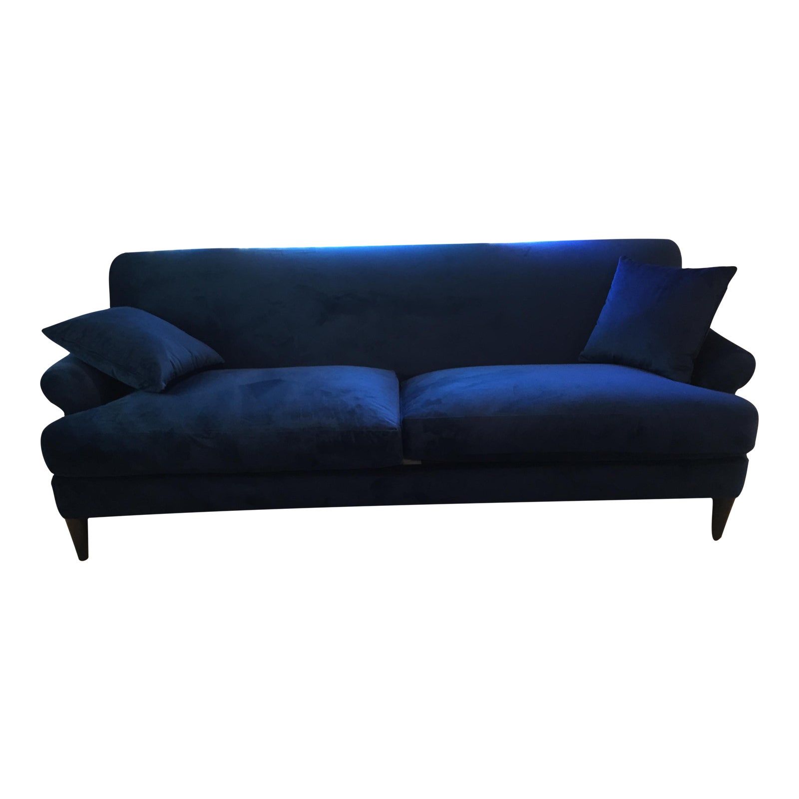 Contemporary Midnight Blue Velvet Sofa Chairish