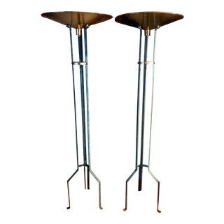 1980’s Postmodern Italian Brass and Iron Floor Lamps - a Pair For Sale