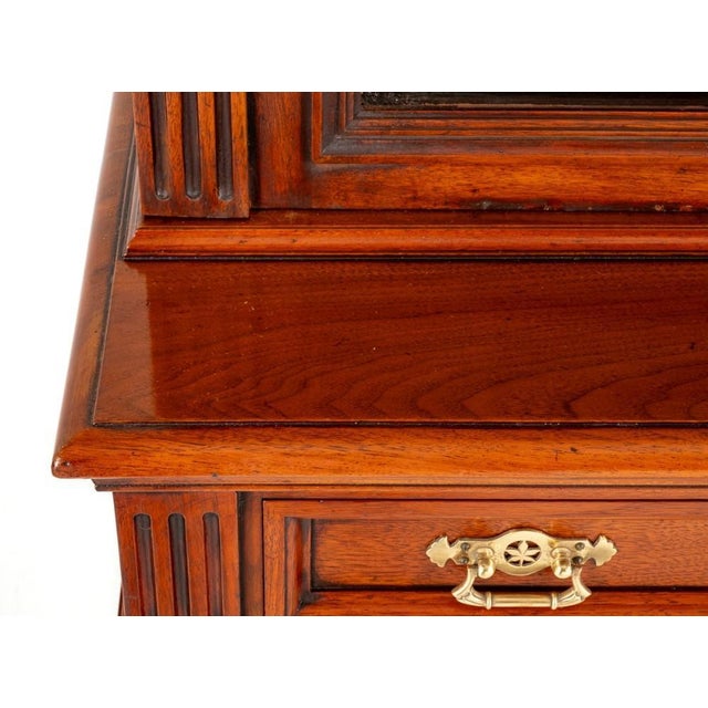 Victorian Bookcase Cabinet in Glazed Walnut from Shoolbred and Co., 1880s For Sale - Image 4 of 12