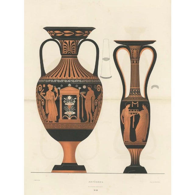 Albert Genick, Greek Amphorae with Classical Figures Double-Page, 1883, Lithograph For Sale - Image 3 of 11