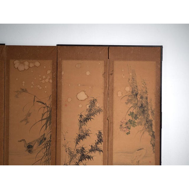Antique Japanese Six-Panel Screen with Box, 1900 For Sale - Image 10 of 18