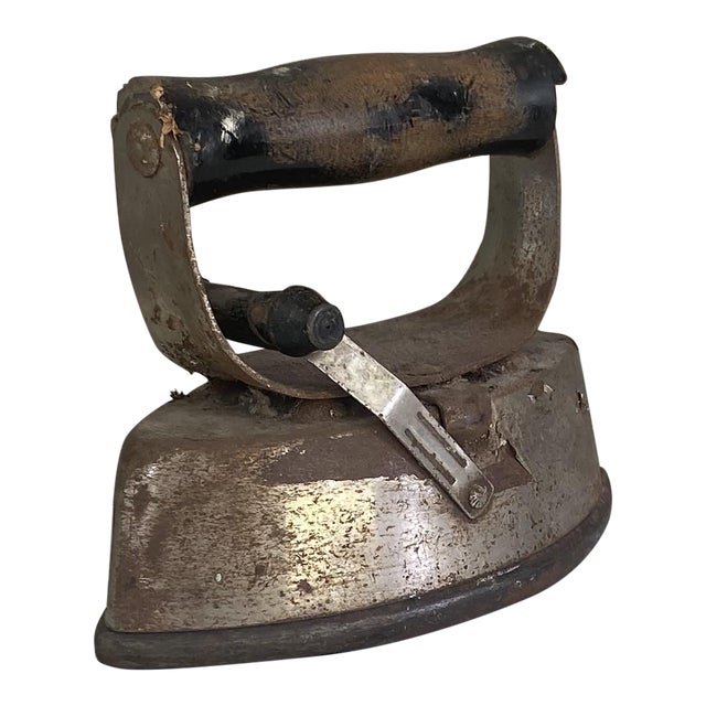 Antique Early 20th Century Iron with Wood Handle For Sale