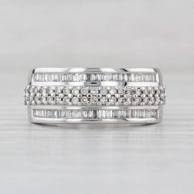 0.47ctw Diamond Band 14k White Gold Size 7 Wedding Anniversary Ring, Size 7 For Sale - Image 4 of 9